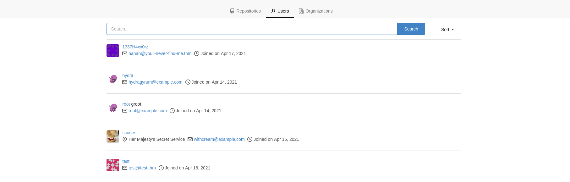 5 users: hydra, root, scones, test, and ourselves
